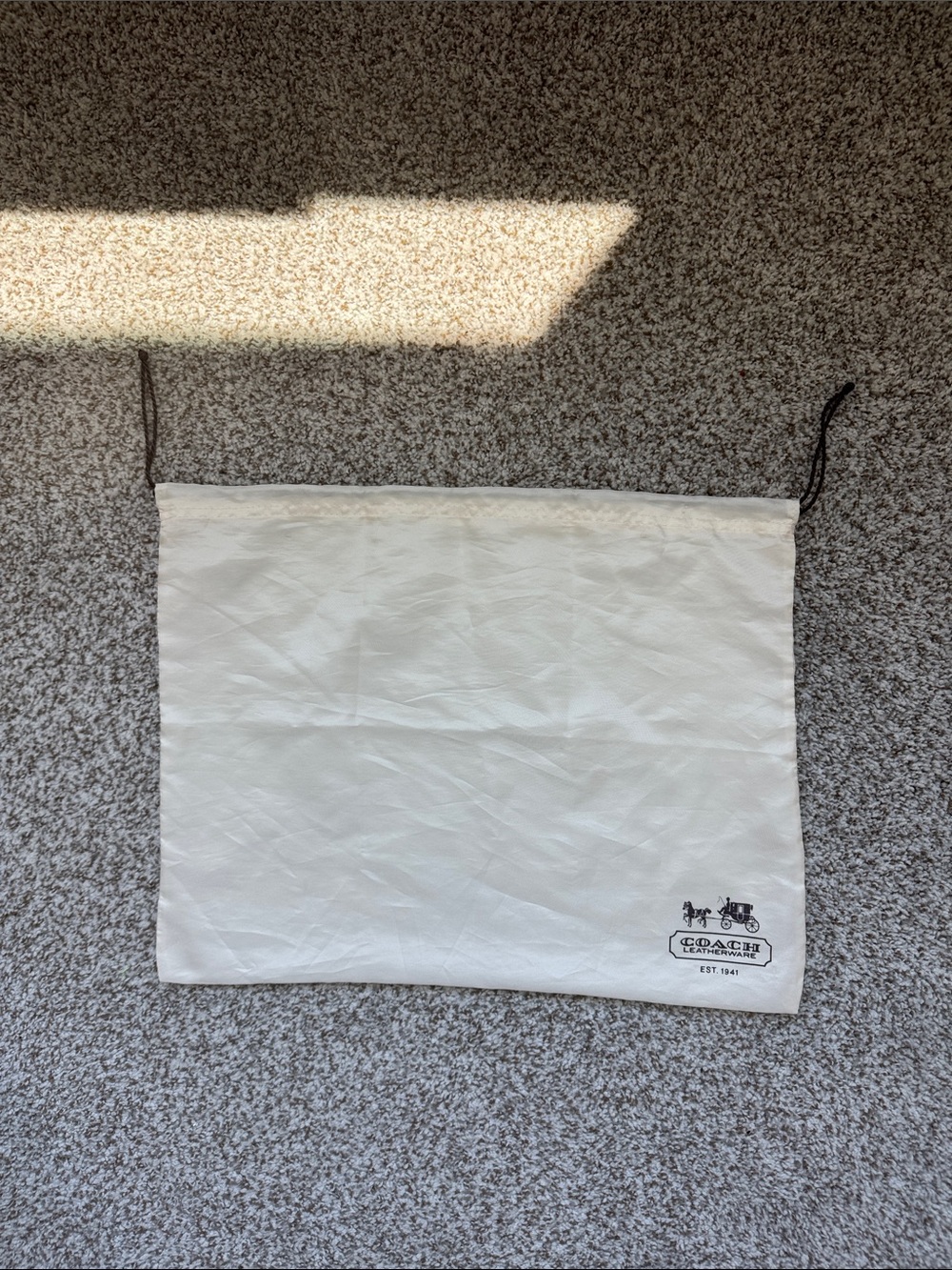 Coach Leatherware Cream Silk Satin Drawstring Dust Bag 19" x 14.5"